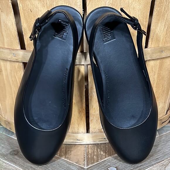 FitFlop Sarita Black Leather Sling Back Close-Toed Comfort Loafers Womens Size 5 - Picture 9 of 11